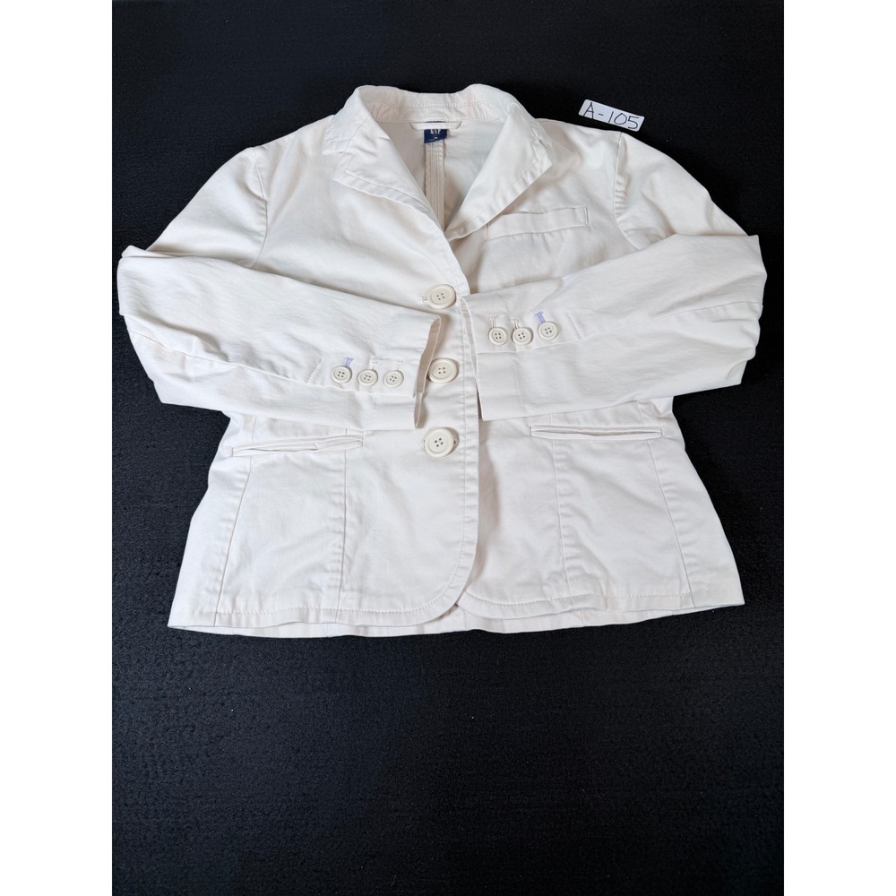 GAP Womens Cream Cotton Spandex 3 Button Blazer Jacket Size 10 RN54023